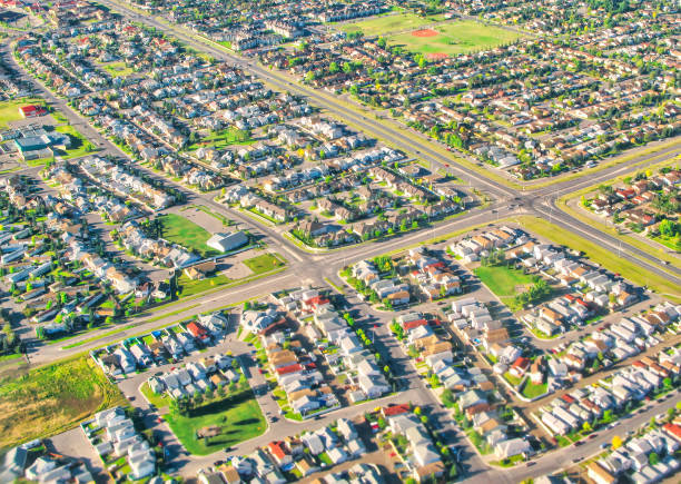 istock Residential district Calgary Alberta Canada Aerial view 1281675988