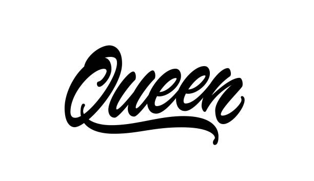Queen hand drawn lettering logo. Queen word. Modern calligraphic text for print on clothes, t-shirt, hoody. Queen hand drawn lettering logo. fashion designer logos images stock illustrations