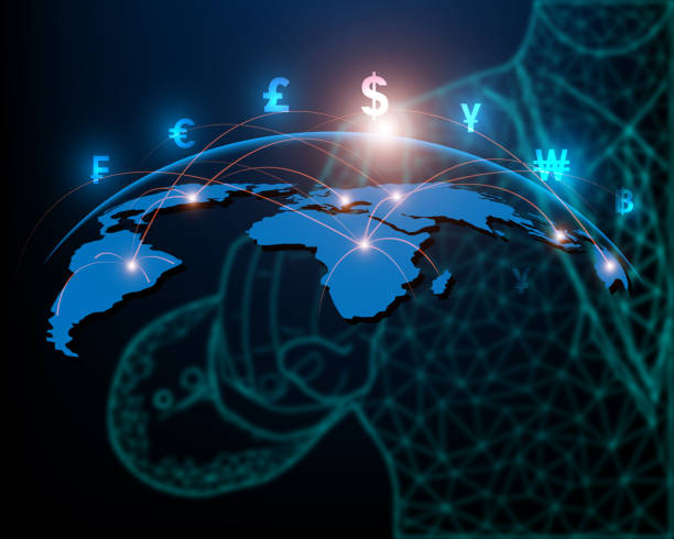 istock Business network global finance icon point map concept businessman element 1281681439