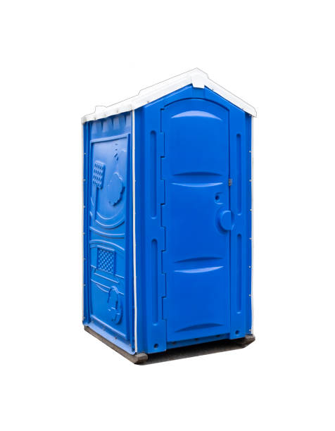 istock Blue dry closet with a white roof. Isolated image on white background 1281681660