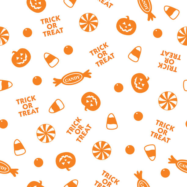 orange halloween candy nahtlose muster - patterned halloween background stock-grafiken, -clipart, -cartoons und -symbole