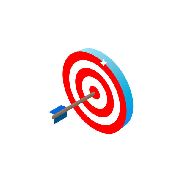 ziel isometrisches symbol auf weißem hintergrund gefärbt. vektor eps10 - archery target sport sport computer icon stock-grafiken, -clipart, -cartoons und -symbole