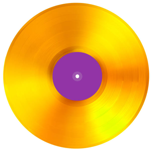 istock Gold record music, vinyl disc award isolated on white background. 1281688615