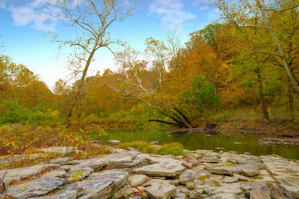 istock Mill Creek with fall colors-Owen County Indiana 1281688794
