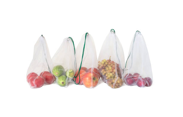 Fruits and vegetables in reusable net bags