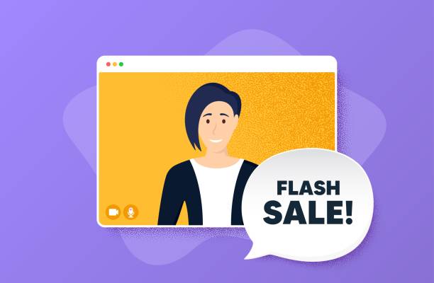 ilustrações de stock, clip art, desenhos animados e ícones de flash sale. special offer price sign. vector - conference call flash