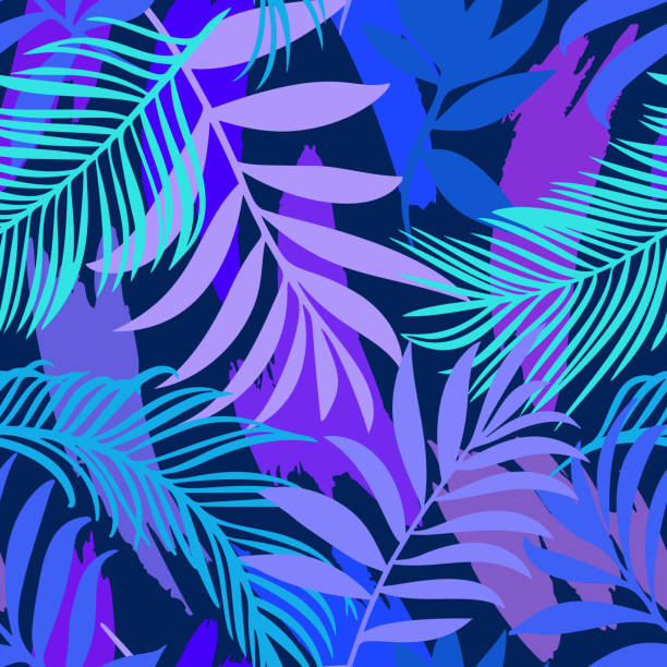 Botanical seamless pattern mixed with geometric shapes brush strokes texture. Exotic sprigs and leafage. Floral background made of herbal foliage and leaves for fashion,  textile and fabric.