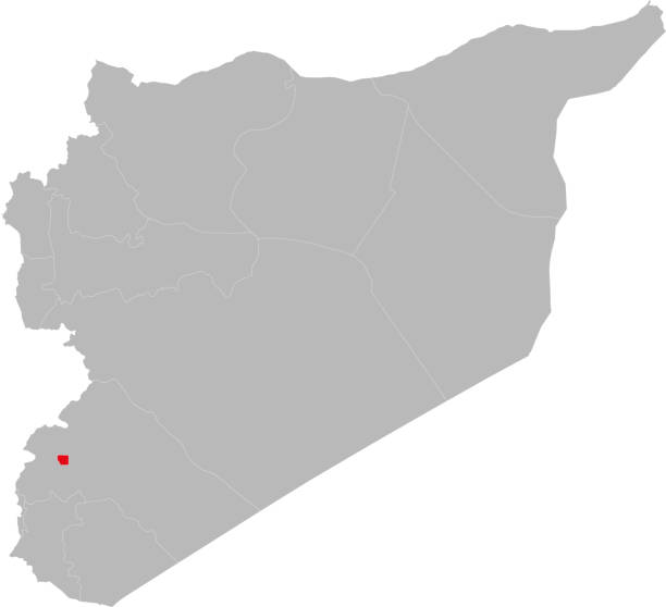 damaskus provinz auf syrien karte hervorgehoben. - syria map cartography damascus stock-grafiken, -clipart, -cartoons und -symbole