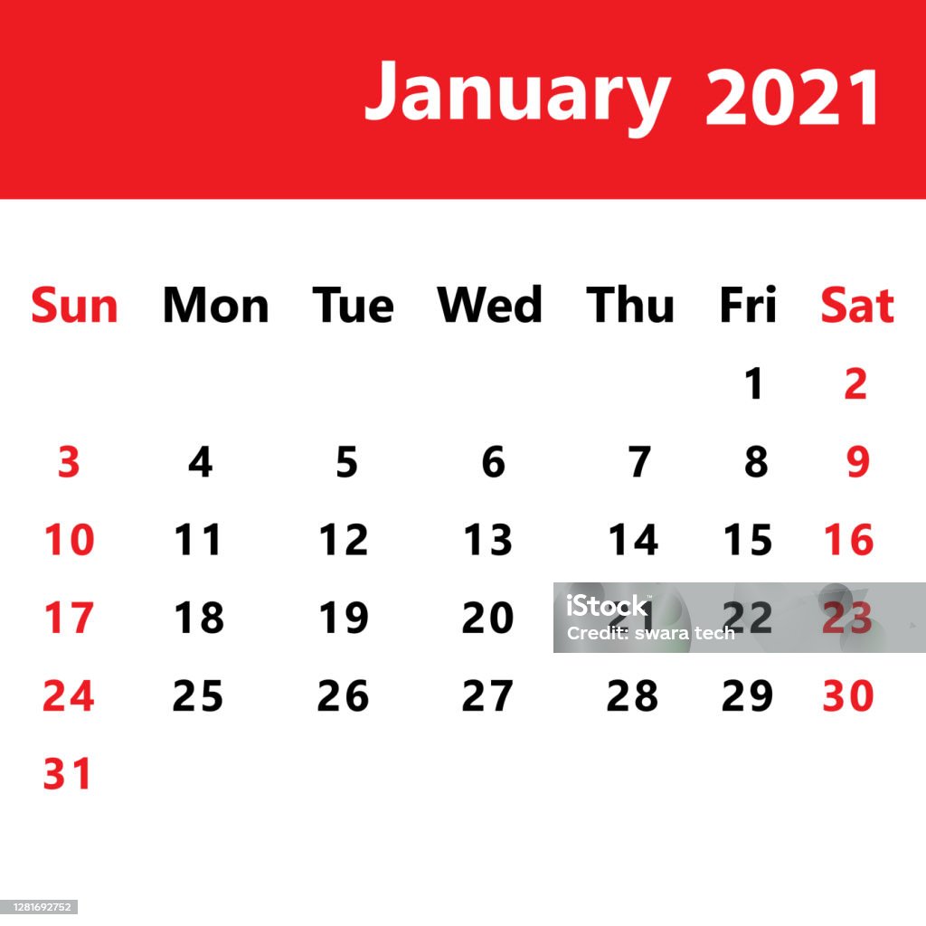 Kalender Januari 2021 Ilustrasi Stok - Unduh Gambar Sekarang - Januari,  Bulan - Tanggal Kalender, Abu-Abu - Istock