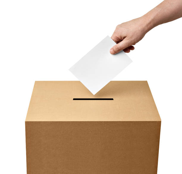 urnas lançando eleição voto - box white cube blank - fotografias e filmes do acervo