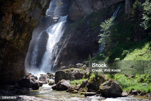 Narrow Waterfall In Ordesa Np Spain Stock Photo - Download Image Now - Aragon, Beauty, Beauty In Nature