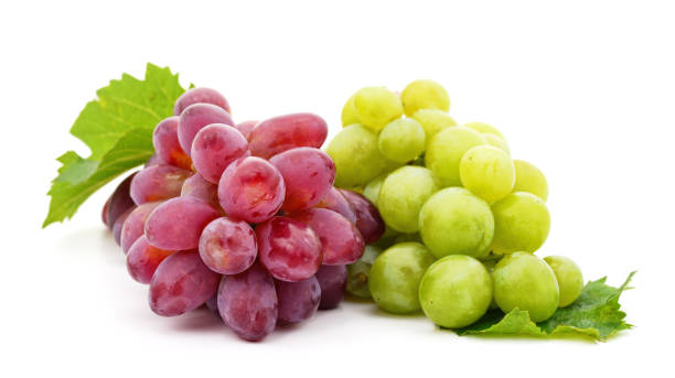 istock Green grapes with leaves. 1281694789