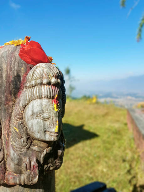 istock Wood carving on a statue 1281695383