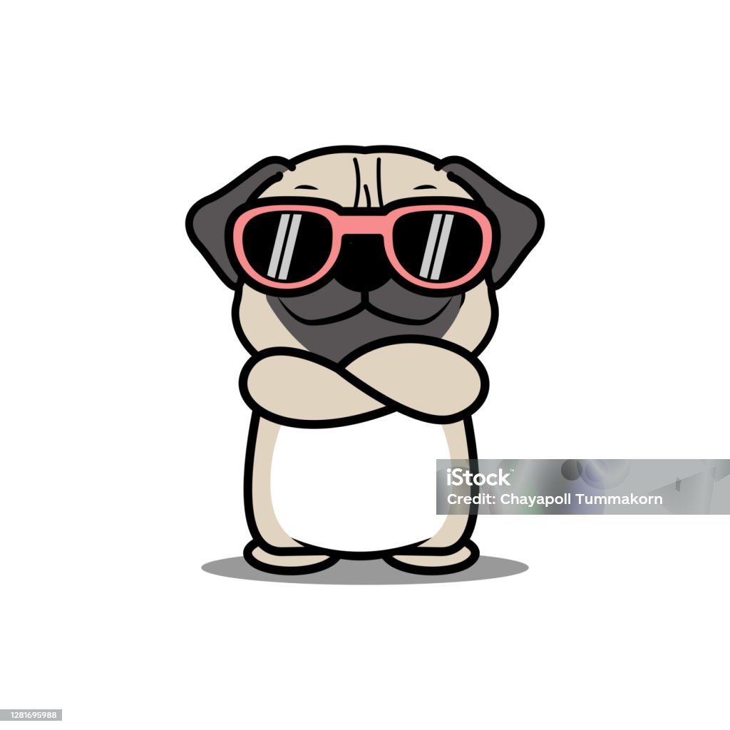 Chú Chó Pug Dễ Thương Với Kính Râm Vượt Qua Cánh Tay Hoạt Hình ...