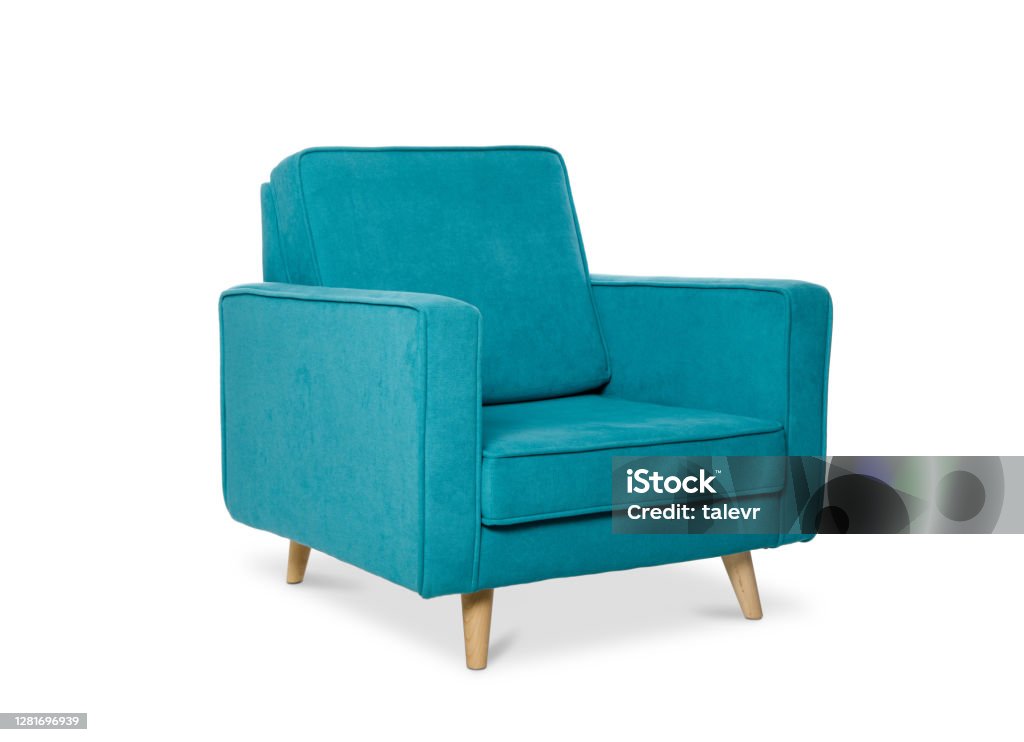 blue armchair isolated on a white blue armchair isolated on a white background Sofa Stock Photo