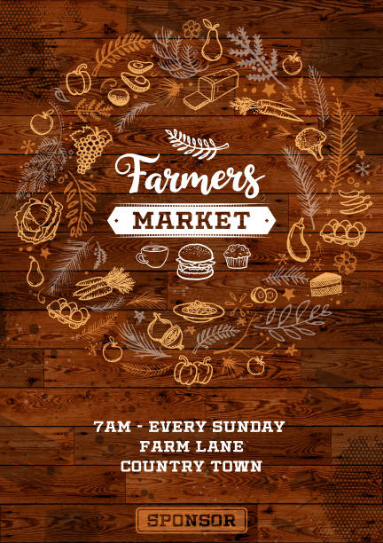 illustrations, cliparts, dessins animés et icônes de affiche du marché des agriculteurs - farmers market illustrations