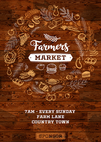 Rustic design for a country farmers market poster.