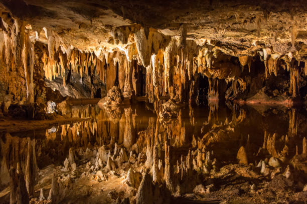 istock Reflecting pool in Luray Cavern, Virginia, USA 1281698277