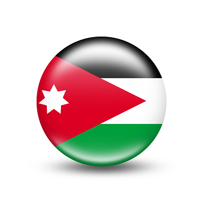 Jordan country flag circle with white shadow - illustration