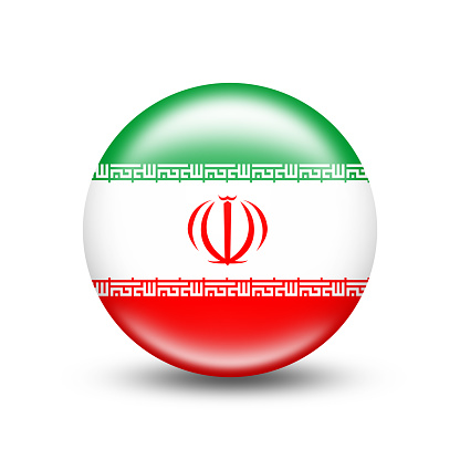 Iran country flag circle with white shadow - illustration