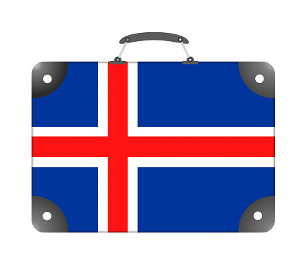 Iceland country flag in the form of a travel suitcase on a white background - illustration