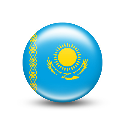 Kazakhstan country flag in sphere with white shadow - illustration