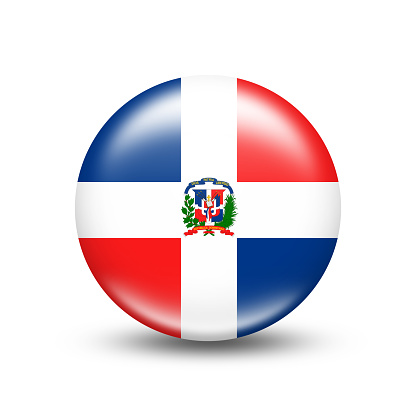 Dominican Republic country flag in sphere with white shadow - illustration