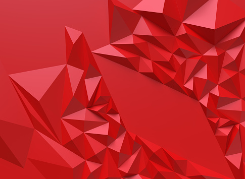 Abstract background of polygons on Red background