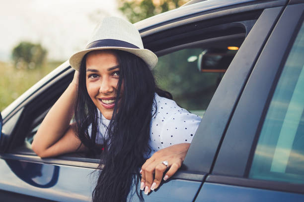 istock Female on a road trip 1281710486