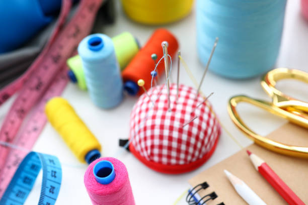 istock Set of threads and needles ready to be used 1281712558