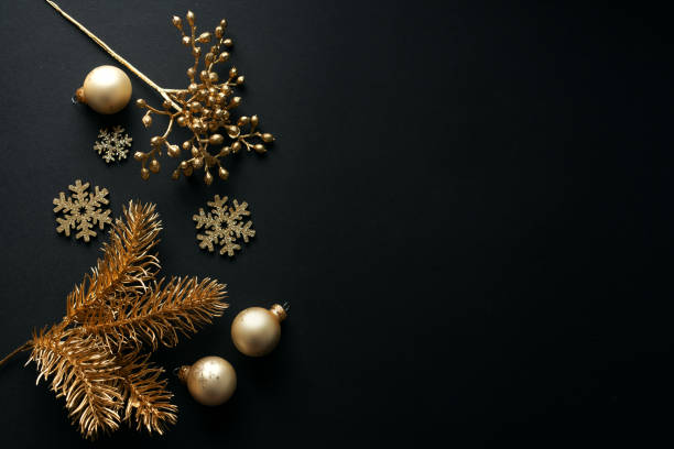 istock Christmas golden deco on dark 1281714462