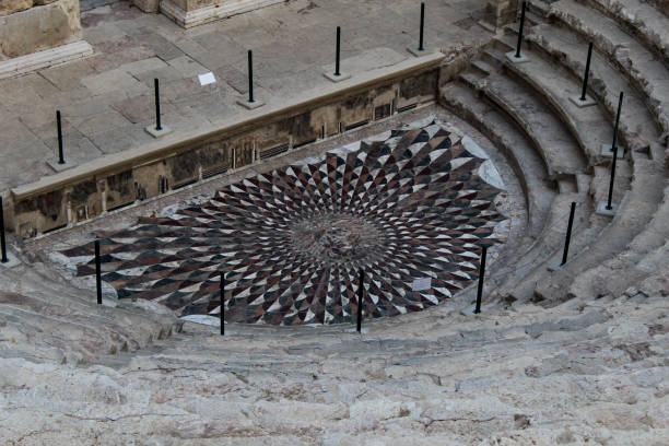Ancient city of Kibyra Golhisar,Burdur,Turkey-October 22, 2020: Ancient City of Kibyra and The Medusa Mosaic. The surroundings of the city was located on the crossroads of Phrygian, Carian, Lycian and Pisidian cultures. historic heritage square phoenix stock pictures, royalty-free photos & images