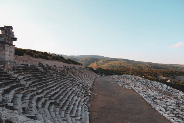 Ancient city of Kibyra in Turkey Golhisar,Burdur,Turkey-October 22, 2020: Ancient City of Kibyra and The Medusa Mosaic. The surroundings of the city was located on the crossroads of Phrygian, Carian, Lycian and Pisidian cultures. historic heritage square phoenix stock pictures, royalty-free photos & images