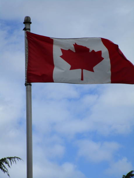 istock Bright Canadian Flag Hoisted on a Pole in the Sky 2020 1281718427