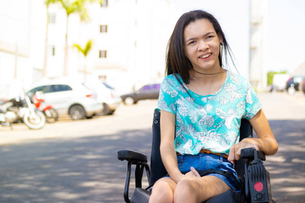 Teenager with disability stock photo