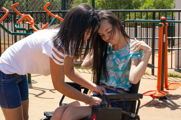 istock Mother and daughter with disability 1281730380