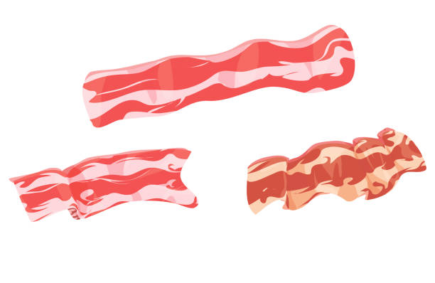 ilustrações de stock, clip art, desenhos animados e ícones de set of bacon icons on a white background. - bacon ilustrações