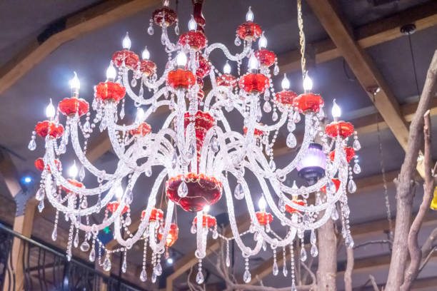 istock Luxury crystal chandelier in a Russian restaurant 1281731628