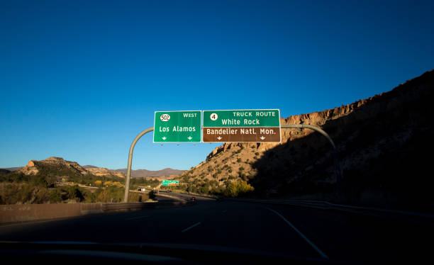 istock Los Alamos, NM: Road Sign for Los Alamos and Bandelier 1281735384
