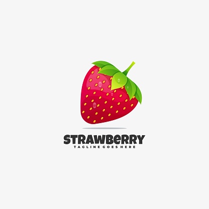 Vector Illustration Strawberry Gradient Colorful Style.