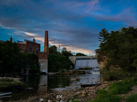 The River Falls WI Upper Hydro Power Station and Dam. Tucked between the limestone gorge and the quiet small town streets.