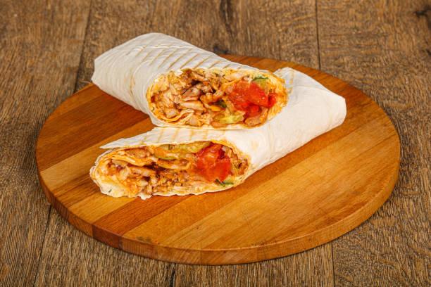 istock Shawarma with meat, vegetables and sauce 1281752442