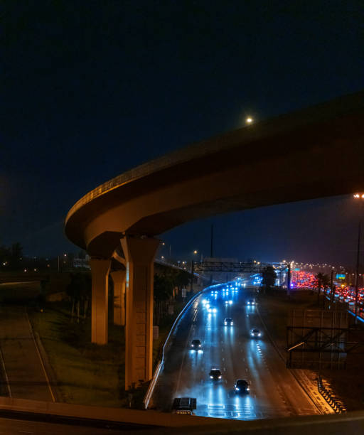 istock Night traffic motorway in Miami Florida 1281758081