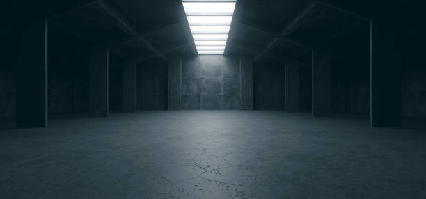 istock Spaceship Sci Fi Concrete Rough Cement Garage Tunnel Corridor Warehouse Showroom Underground Futuristic Modern Background 3D Rendering 1281758922