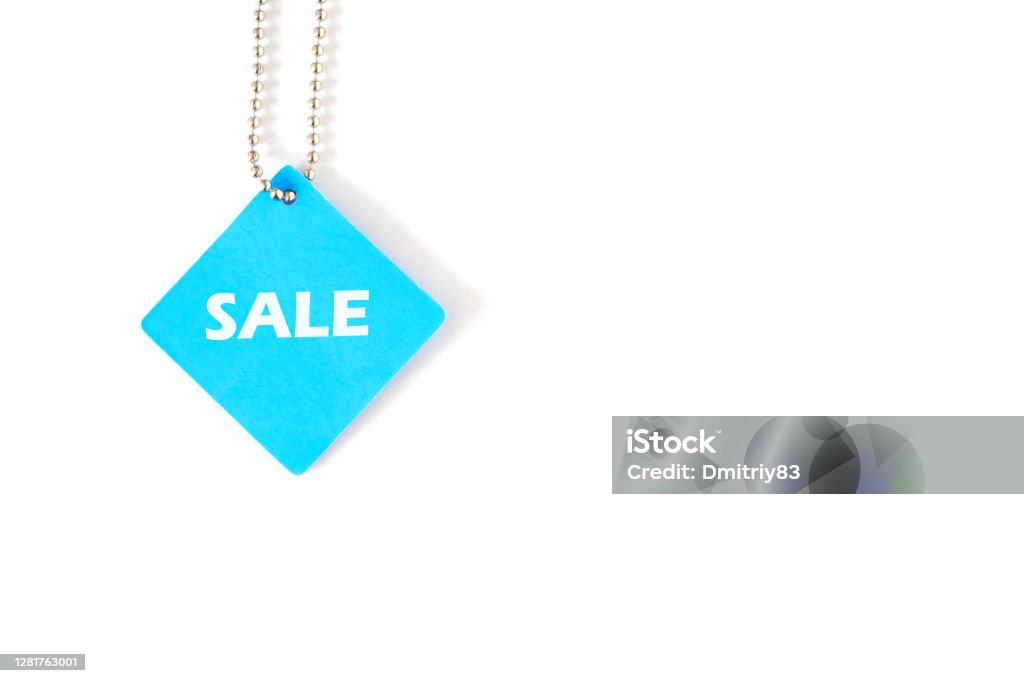 Blue Tag. Sign Blue Tag On A Blac Background Stock Photo - Download Image Now ...
