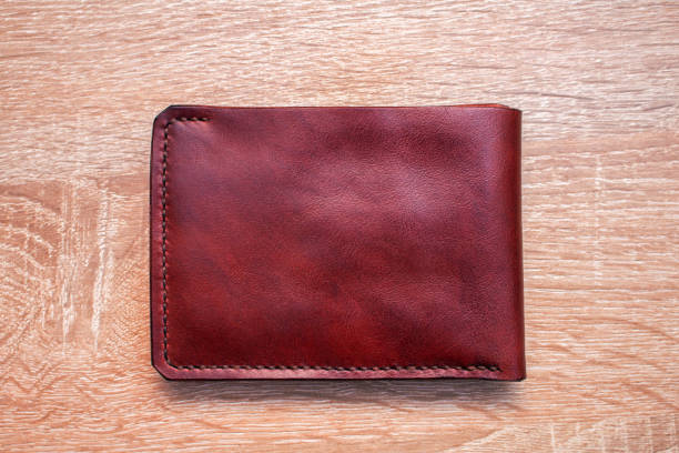 istock Handmade leather bifold natural full-grain leather wallet purse pouch 1281767038