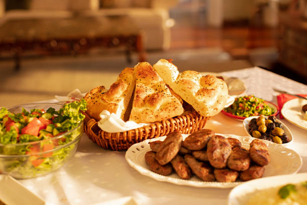 istock Traditional Turkish Ramadan Bread Pide on the  Table 1281769493