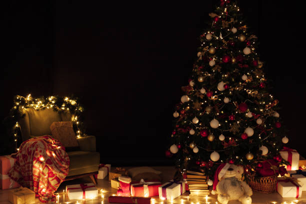 istock Christmas tree shines lights garlands New Year's Eve light 1281771560