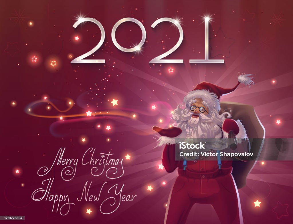 Vetores de Pôster De Natal Com Logotipo De Ano Novo De 2021 Papai Noel E Feliz  Natal E Feliz Ano Novo Cartas Para Cartão De Boasvindas De Férias De  Inverno Sobre Fundo