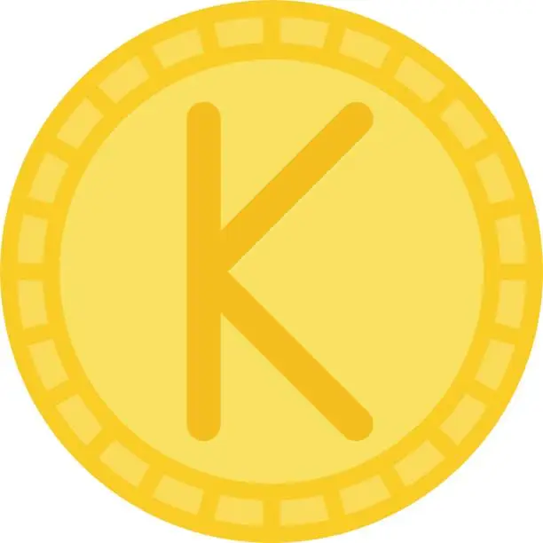 Vector illustration of Kyat Kina or Kwacha coin, currency of many countries